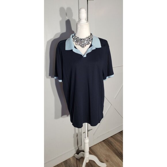 BANANA REPUBLIC BLOUSE COLOR BLUE SHORT SLEEVE COTTON SIZE XL(2X) - Picture 1 of 10